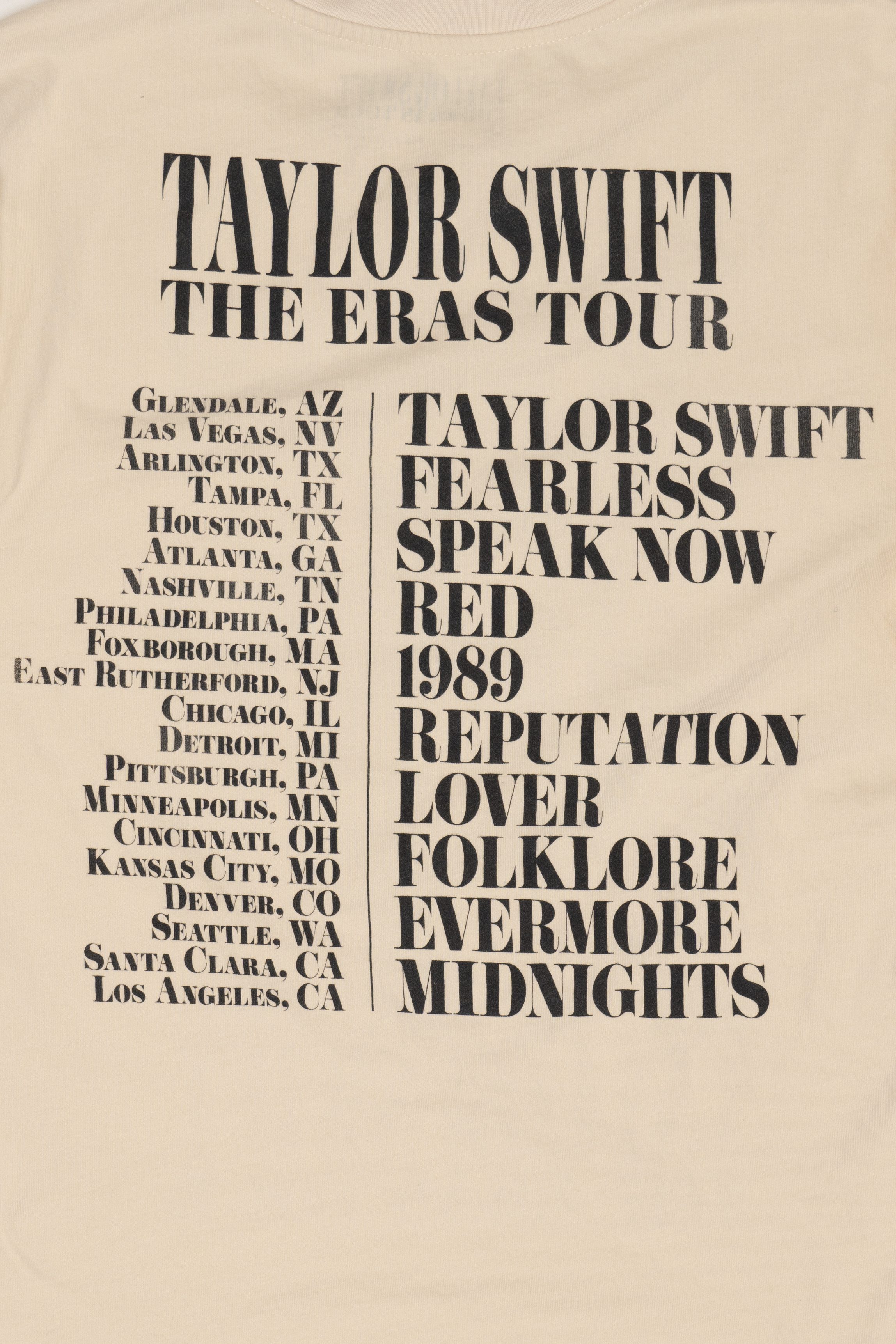 Beige Taylor Swift The Eras Tour T-Shirt (2020s)
