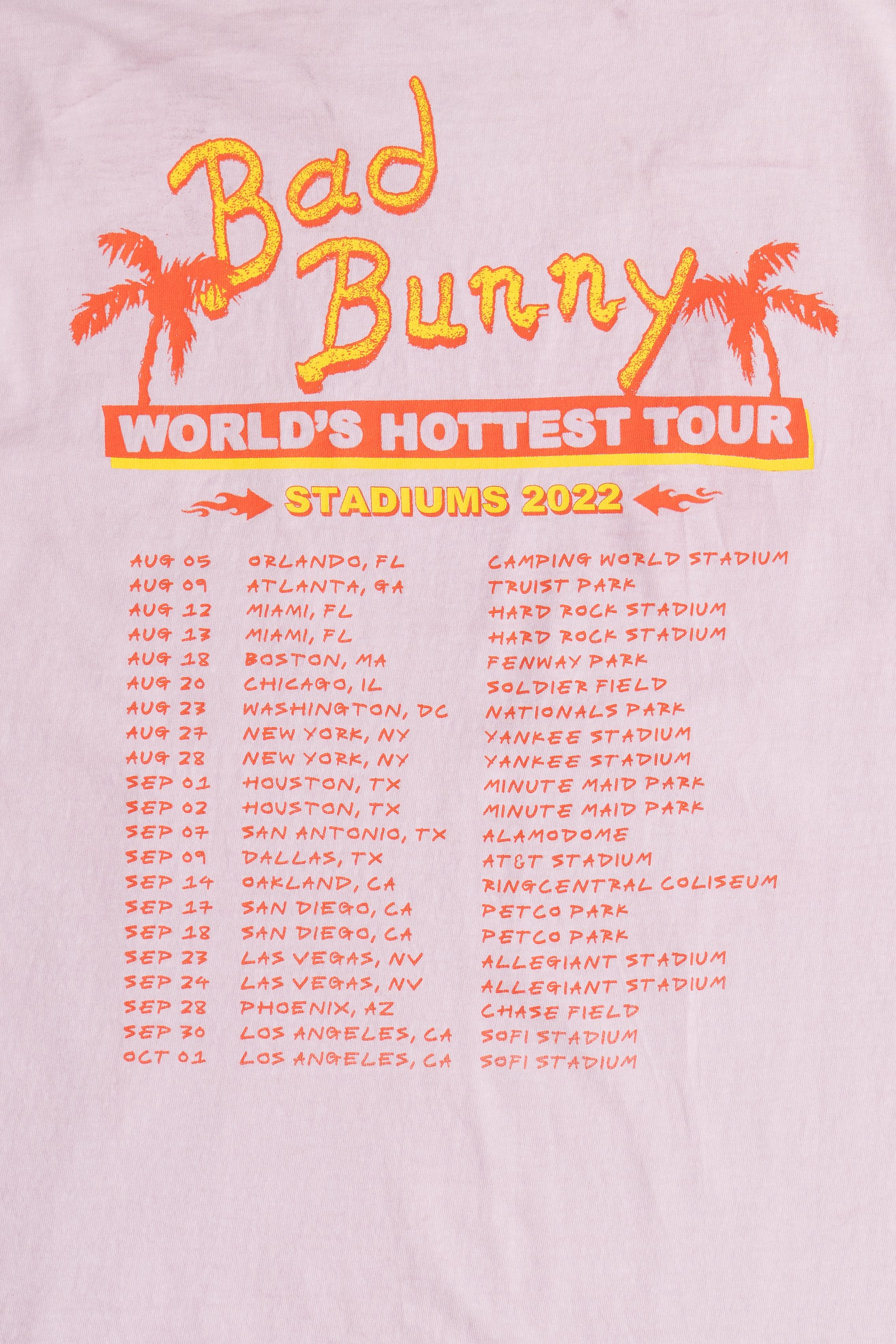 Bad Bunny "Un Verano Sin Ti" World's Hottest Tour 2022 T-Shirt (2020s)