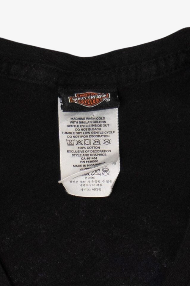 Black Harley Davidson V-Neck French Quarter Bourbon Street T-Shirt (2010s)