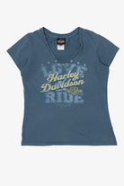 Blue Harley Davidson "Love & Ride" V-Neck T-Shirt (2010s)