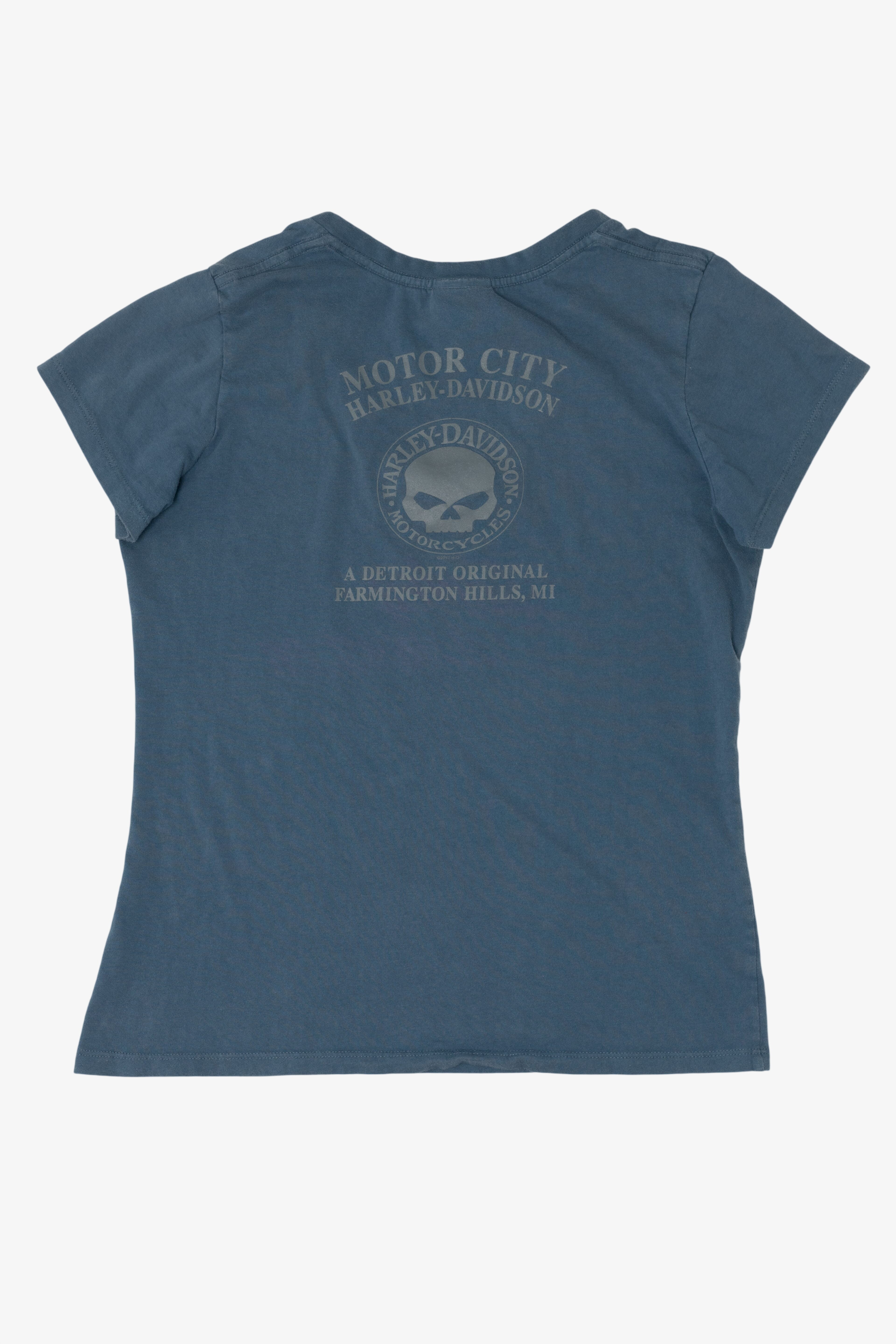 Blue Harley Davidson "Love & Ride" V-Neck T-Shirt (2010s)