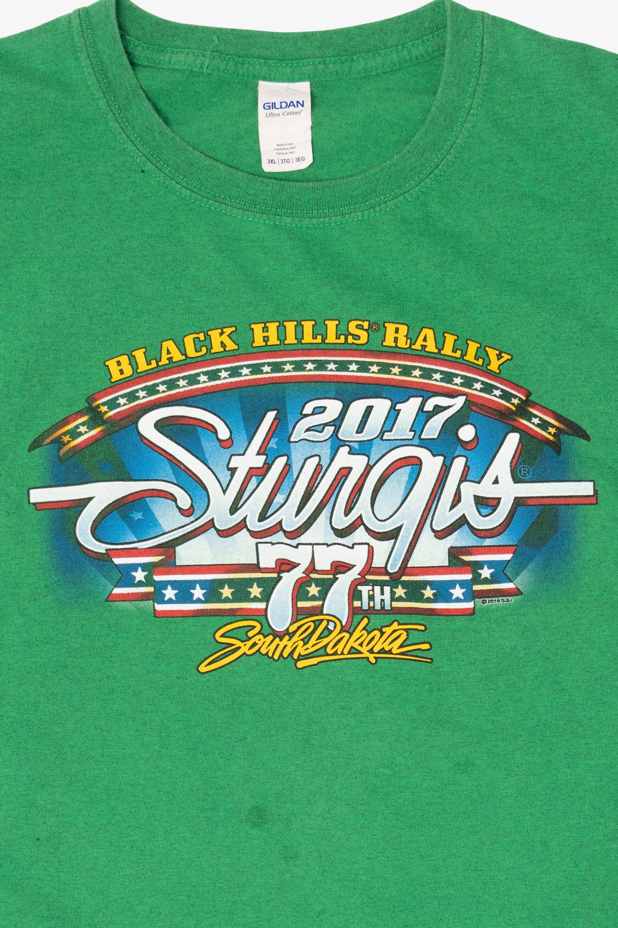 Green Black Hills Rally Sturgis 2017 T-Shirt (2010s)