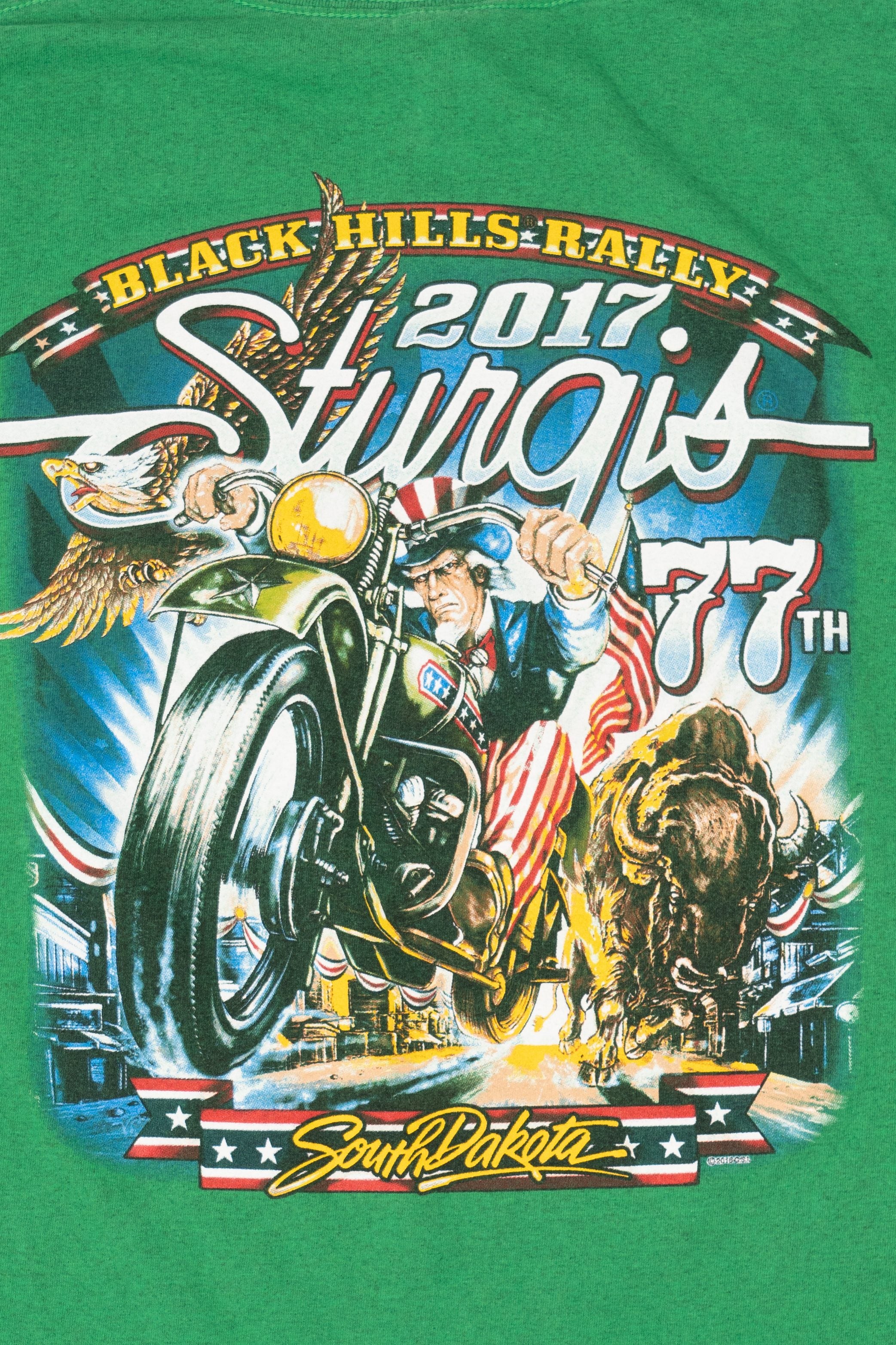 Green Black Hills Rally Sturgis 2017 T-Shirt (2010s)