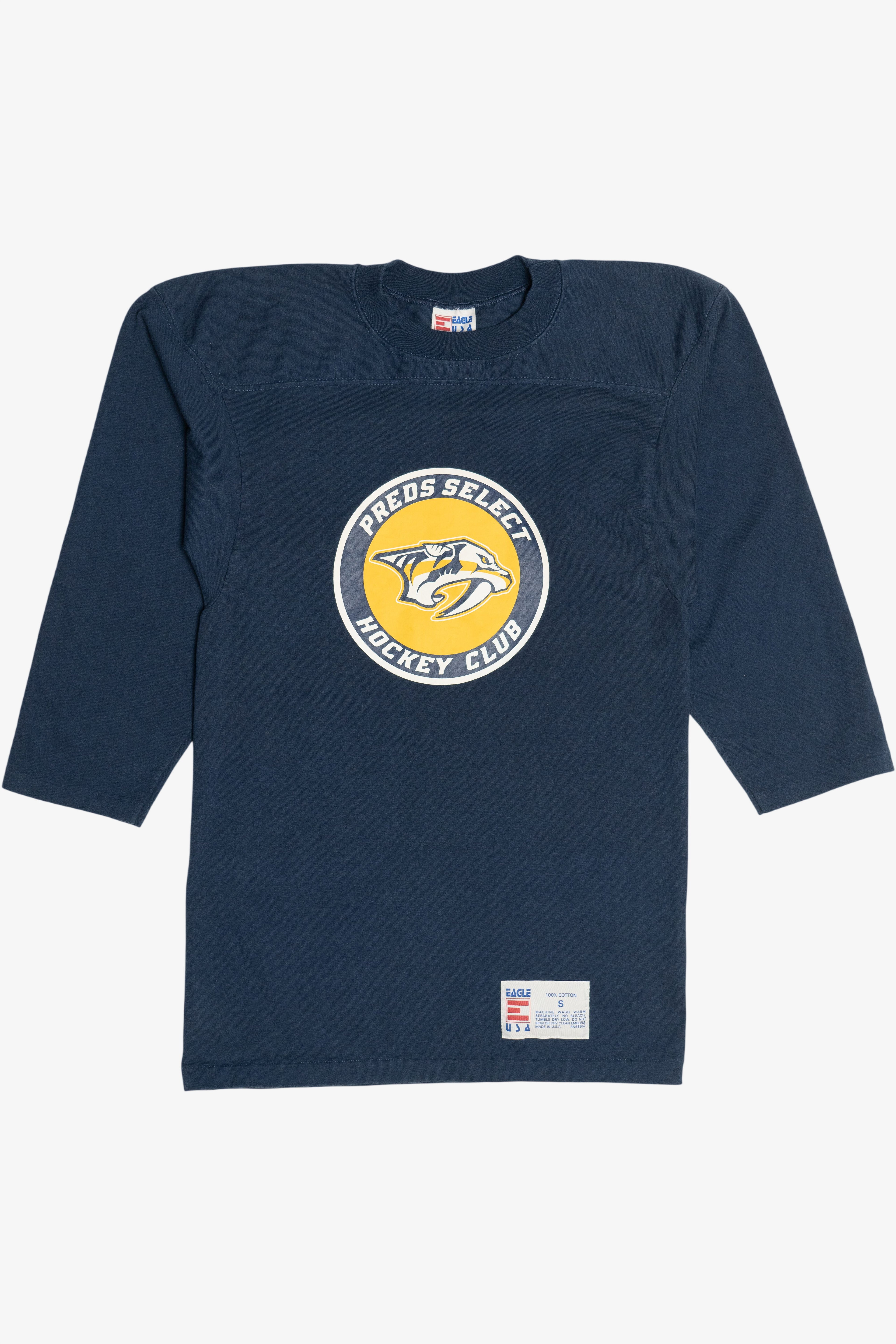 Vintage Navy "Preds Select Hockey Club" 3/4 Sleeve T-Shirt (1990s)
