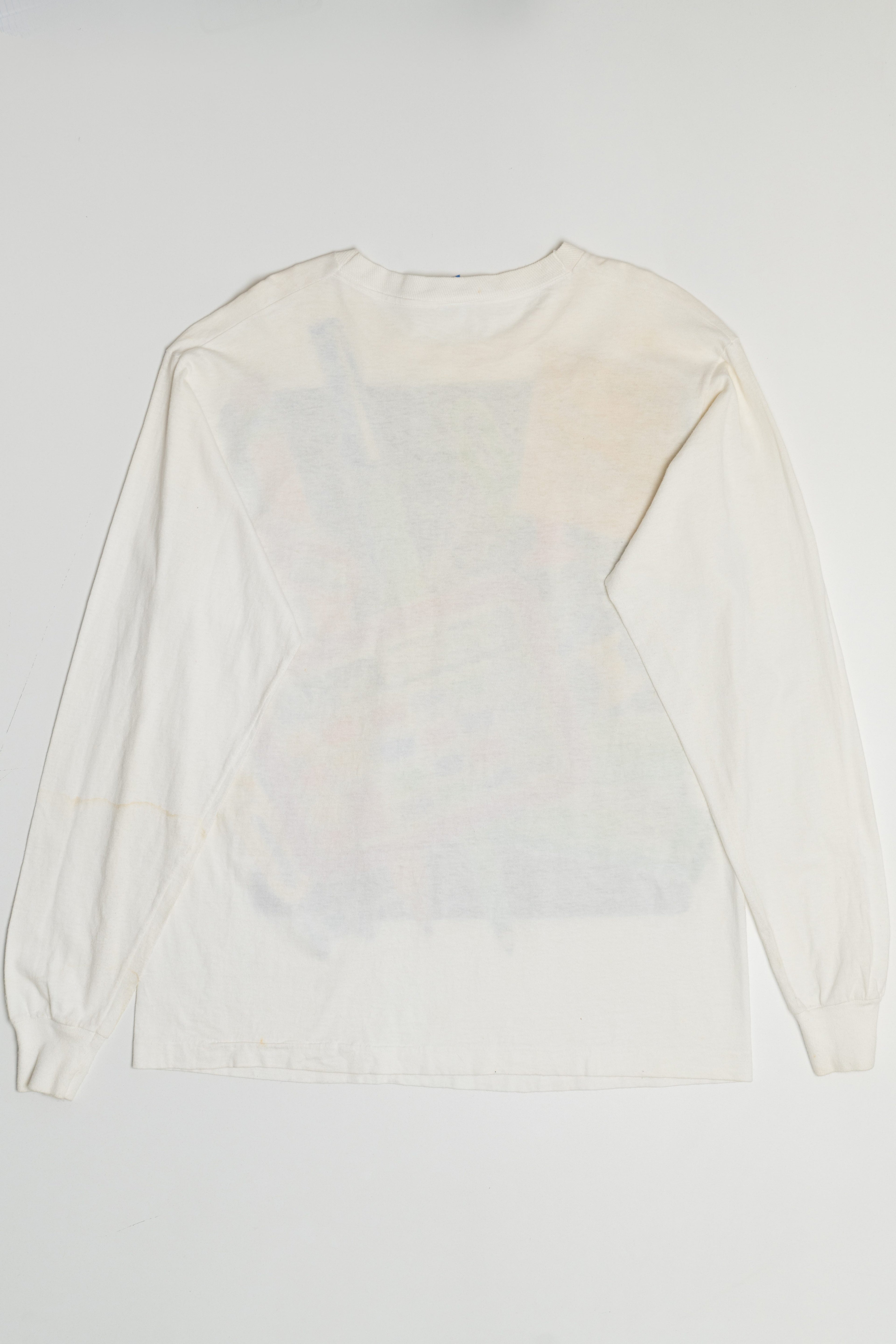 Vintage Hand Painted "Fax Letters To New York Office!" Office Supplies Long Sleeve T-Shirt (1990s)