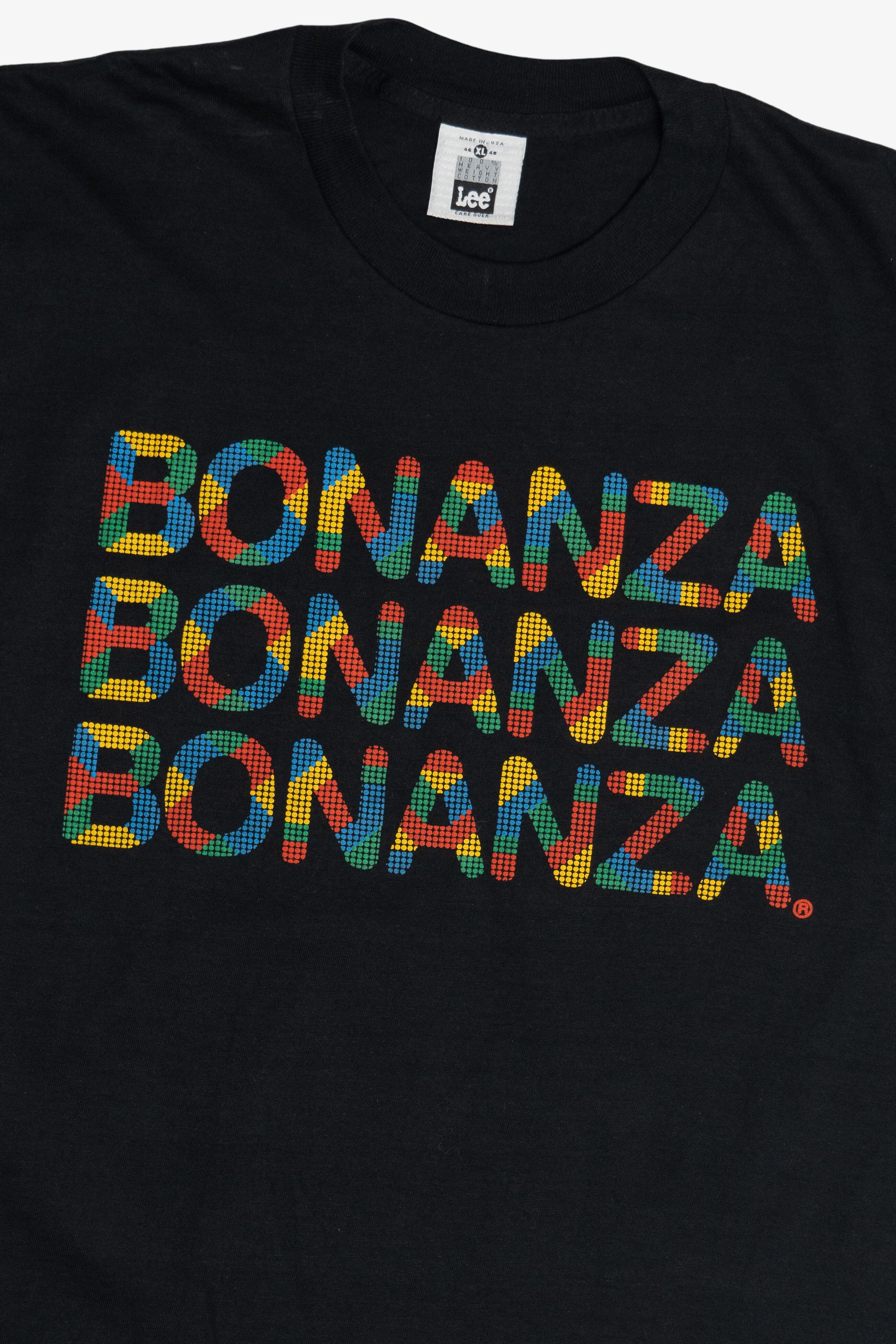 Vintage "Bonanza Bonanza Bonanza" Embossed Print Lee T-Shirt (1990s)