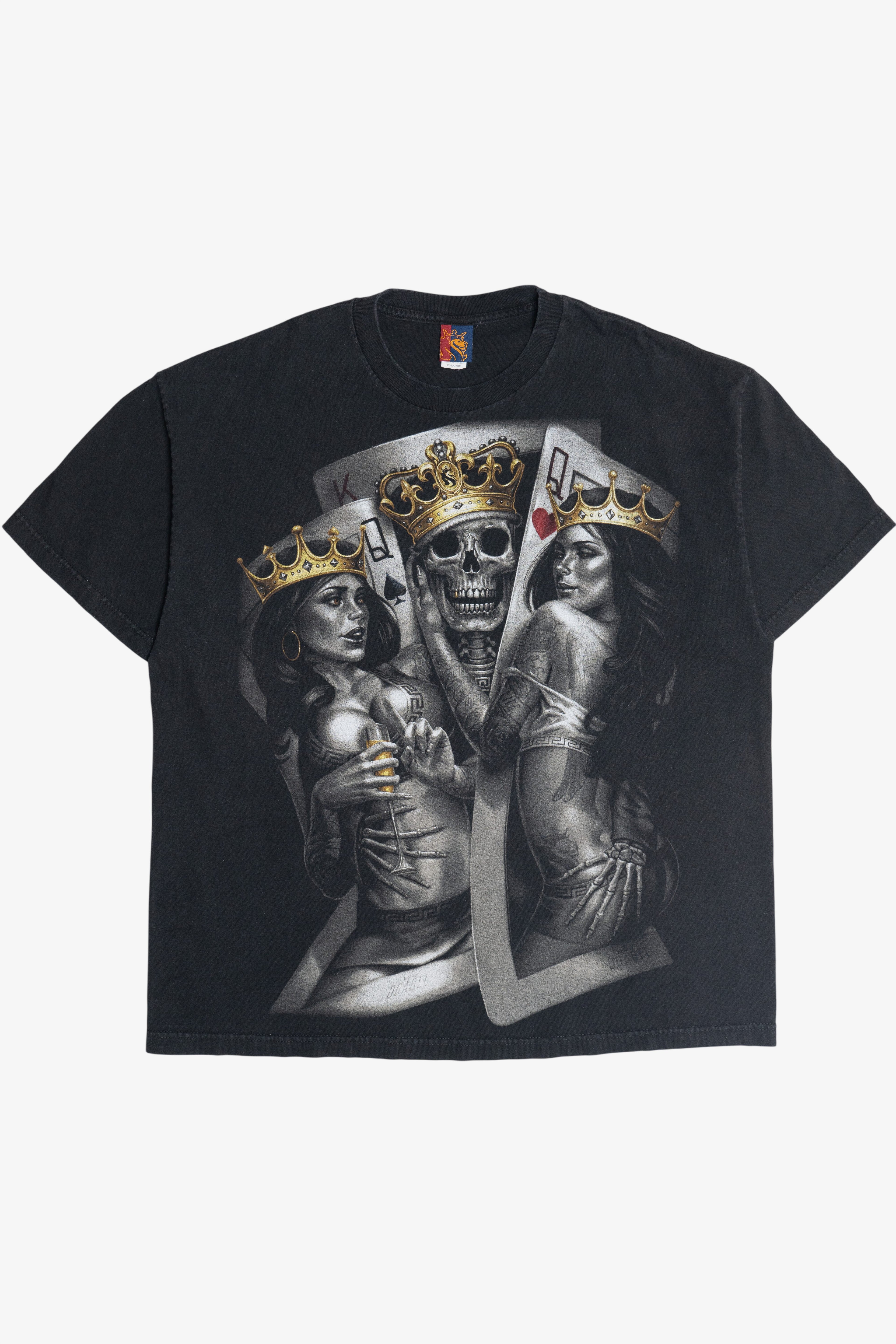 Vintage Y2K Skeleton Pinup King & Queens Graphic T-Shirt (2000s)
