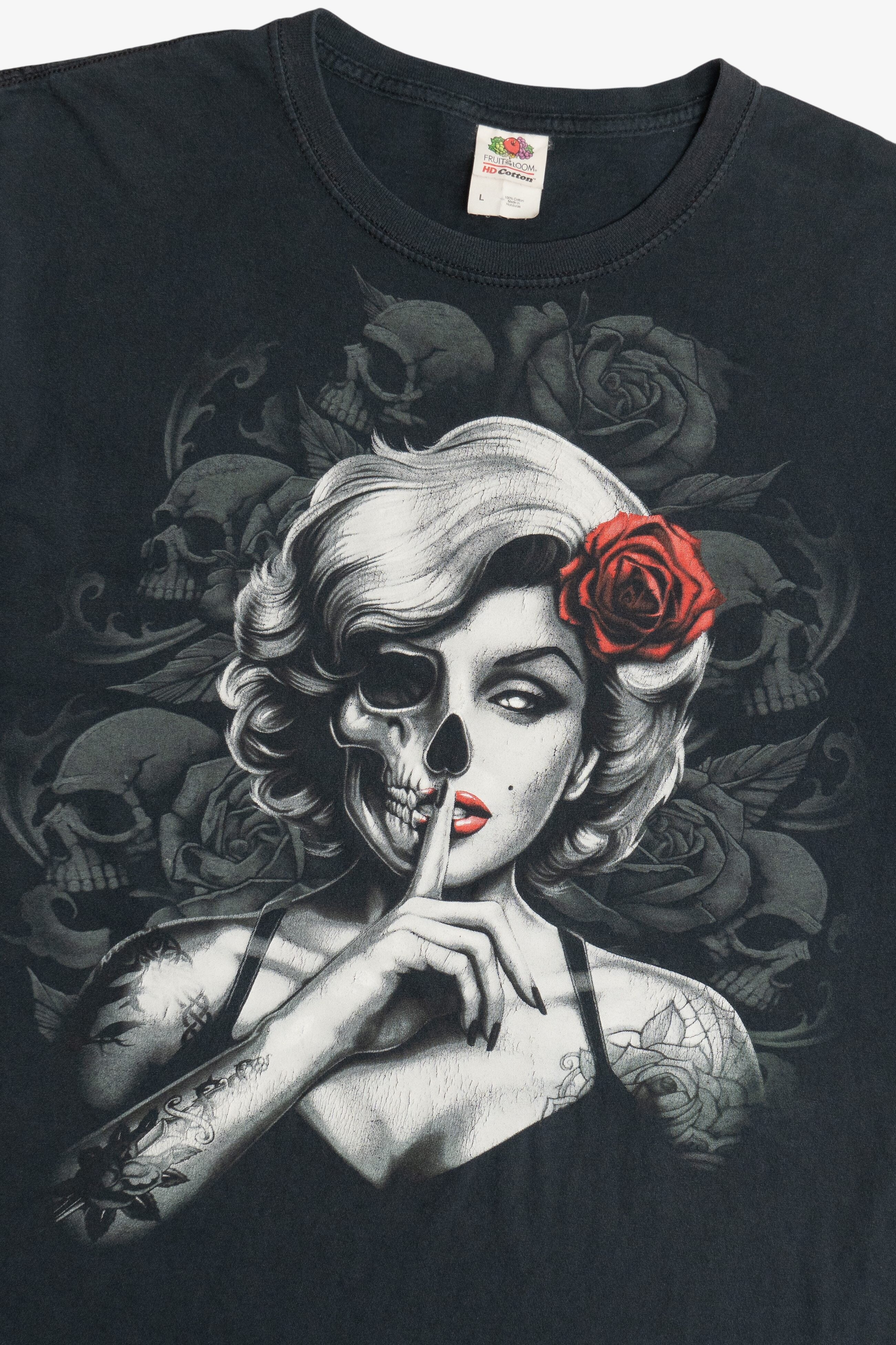 Skeleton Red Rose Pinup T-Shirt (2010s)