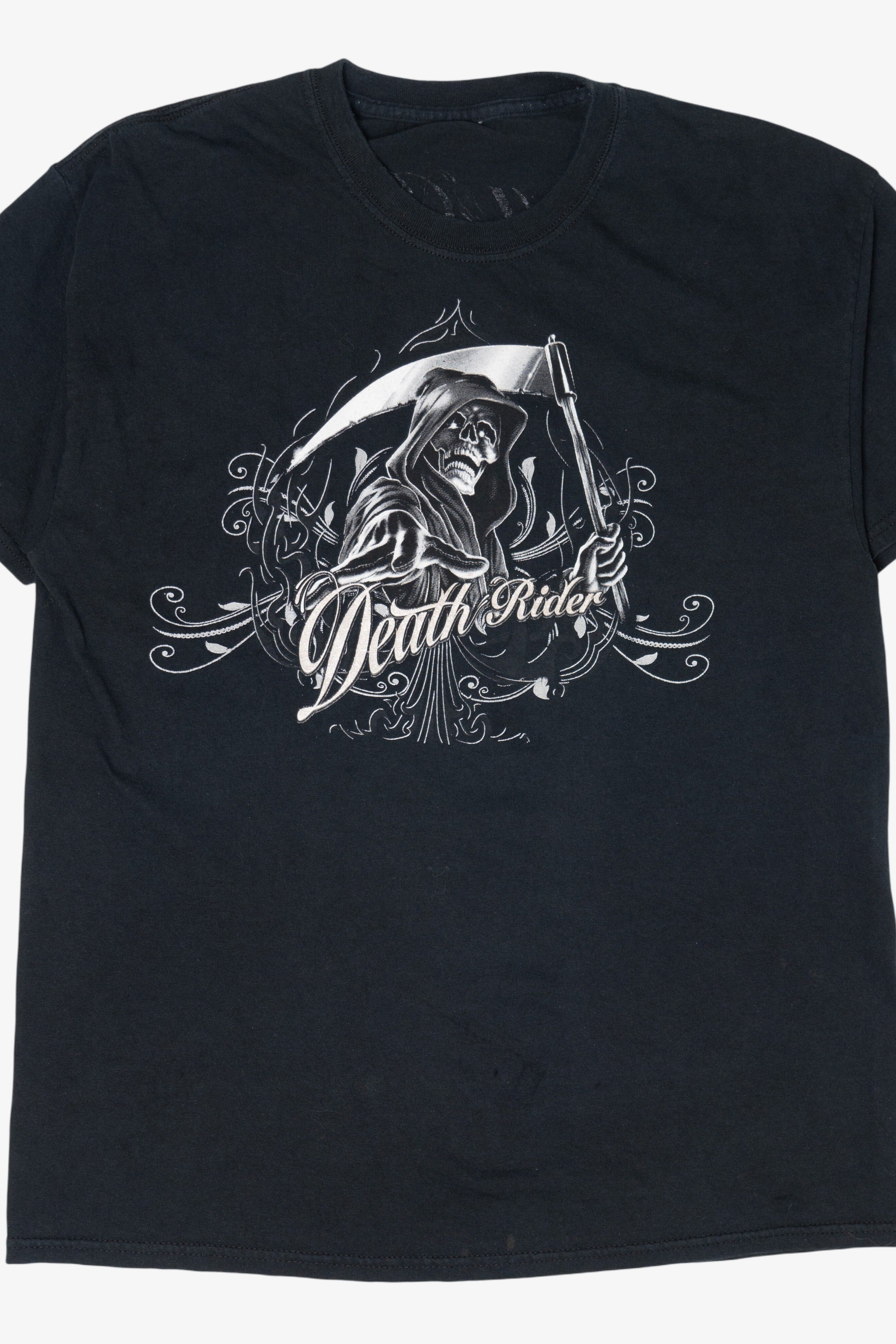 "Death Rider" Grim Reaper Skeleton On Motorcycle T-Shirt (2010s)