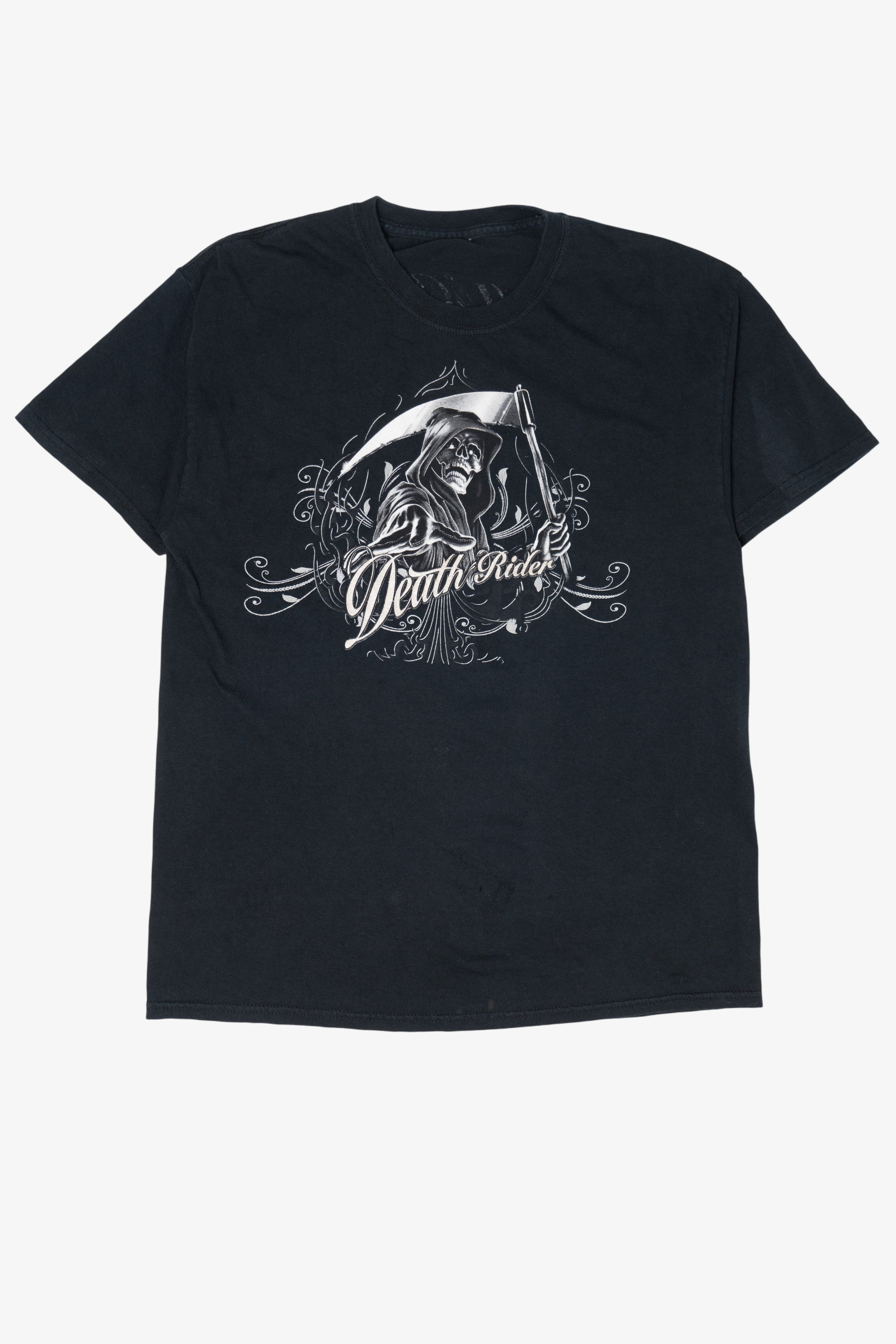 "Death Rider" Grim Reaper Skeleton On Motorcycle T-Shirt (2010s)