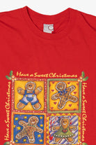 Vintage Red "Have A Sweet Christmas" Gingerbread Holiday T-Shirt (2000s)