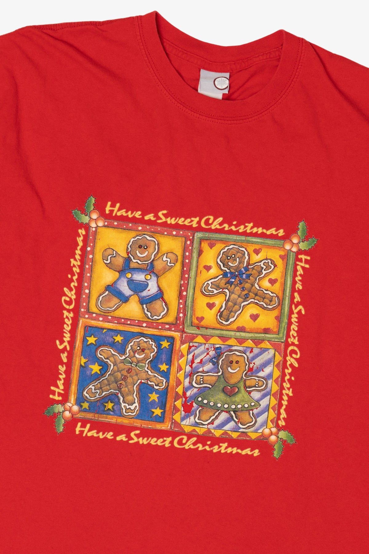 Vintage Red "Have A Sweet Christmas" Gingerbread Holiday T-Shirt (2000s)