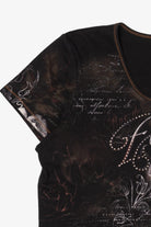 Vintage Y2k "Fleur" Rhinestone Floral Print T-Shirt (2000s)