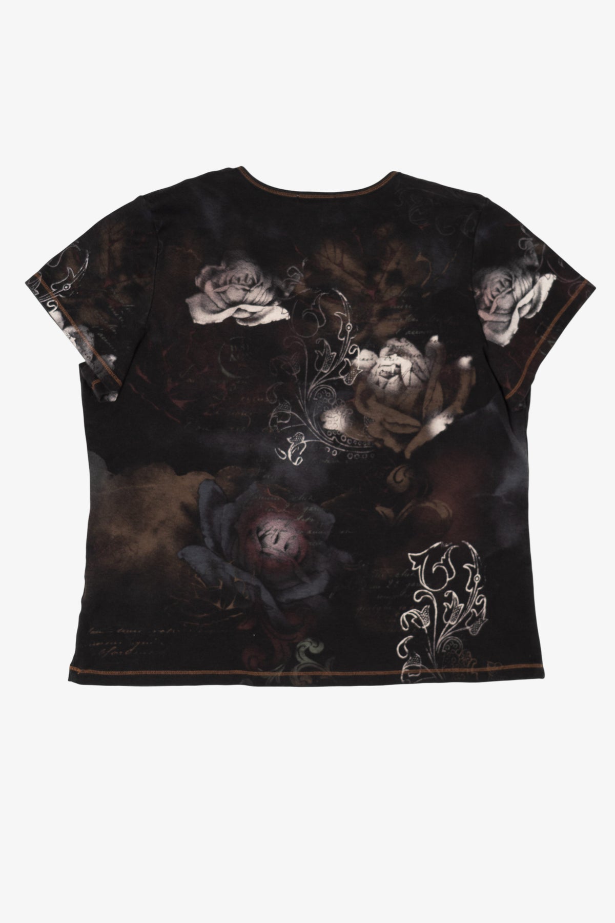 Vintage Y2k "Fleur" Rhinestone Floral Print T-Shirt (2000s)