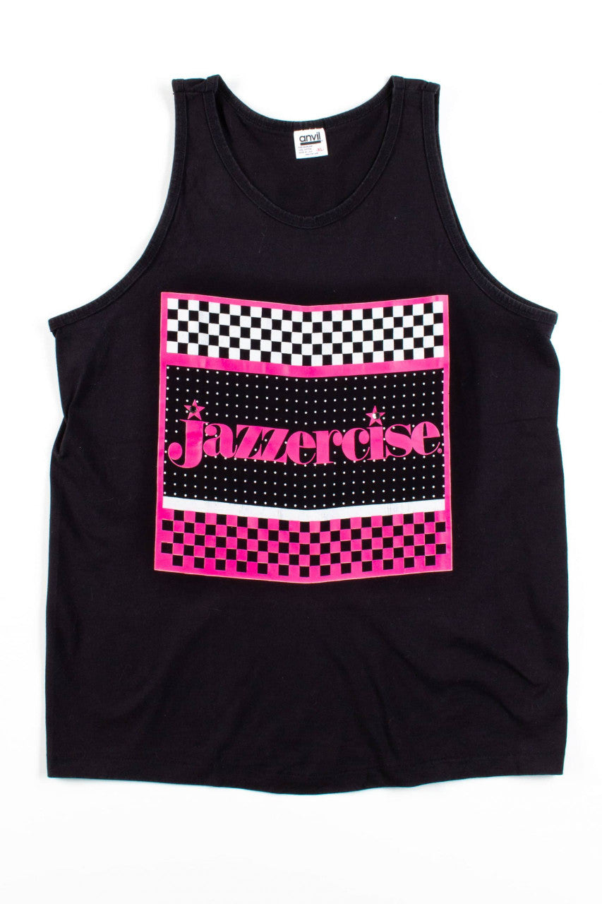Vintage Jazzercise Neon Checker Tank