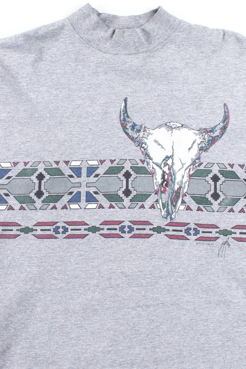 Vintage Long Sleeve Buffalo Skull T-Shirt (1993)