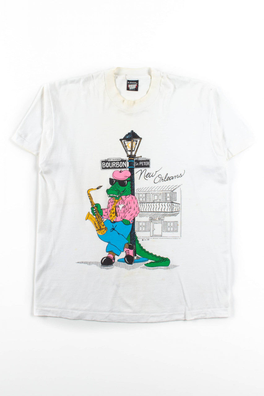 『2年保証』 Jazz Alligator Orleans New Vintage T-Shirt Ragstock – (1988) トップス