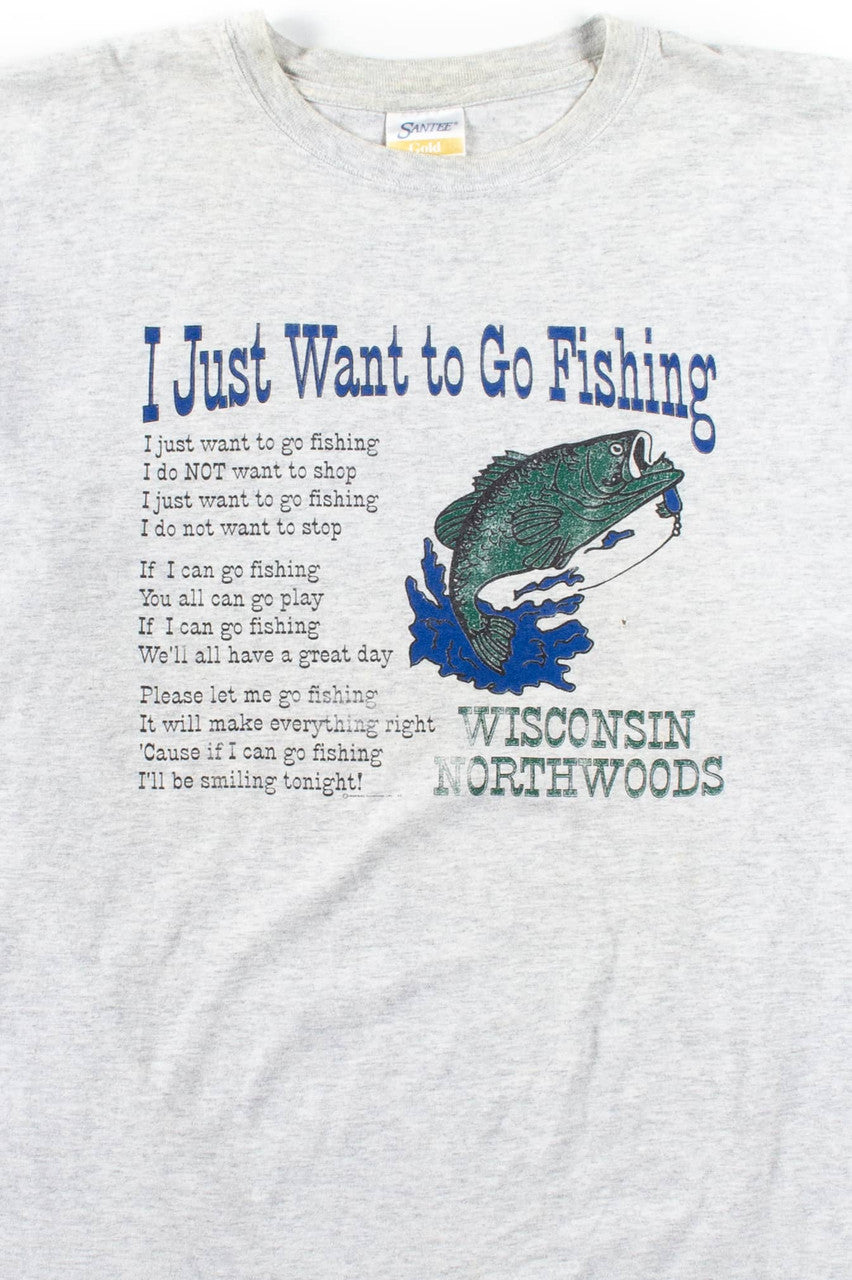 I Want To Go Fishing Vintage T-Shirt