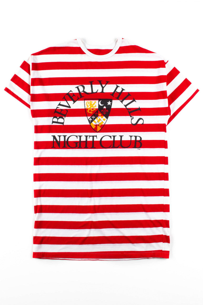 Vintage Striped Oversized Beverly Hills Night Club T-Shirt