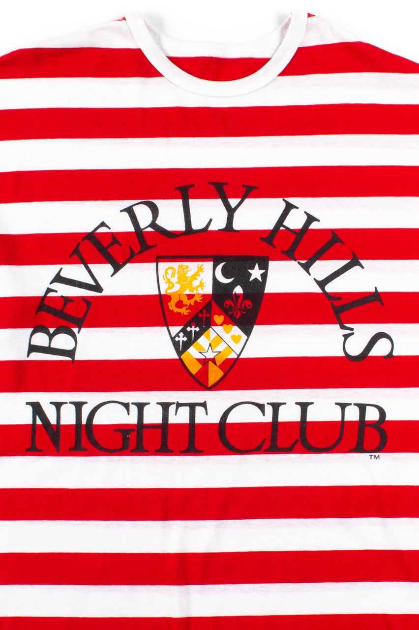 Vintage Striped Oversized Beverly Hills Night Club T-Shirt