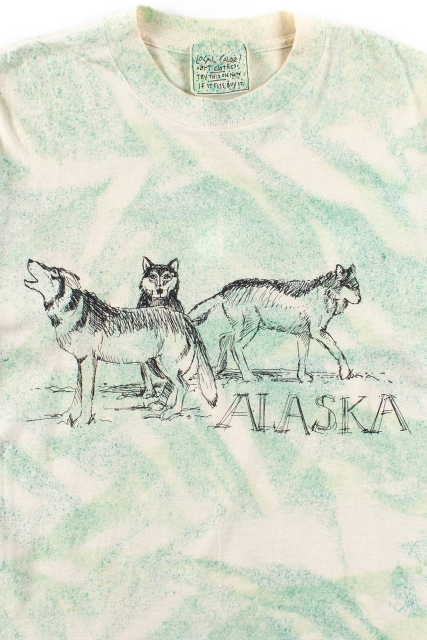 Alaska Wolves Dye Splatter Vintage T-Shirt