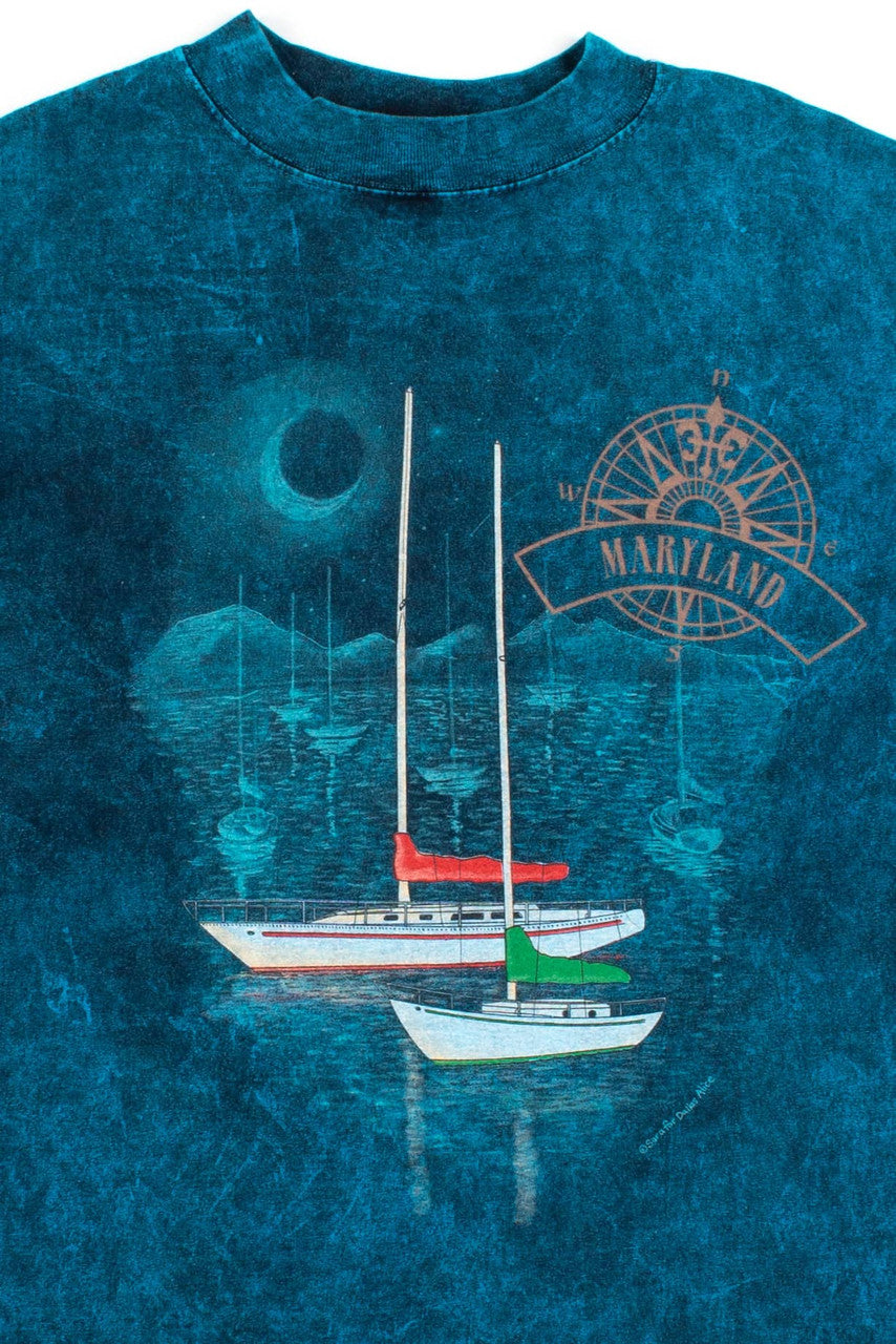 Vintage Mineral Wash Maryland Boats T-Shirt