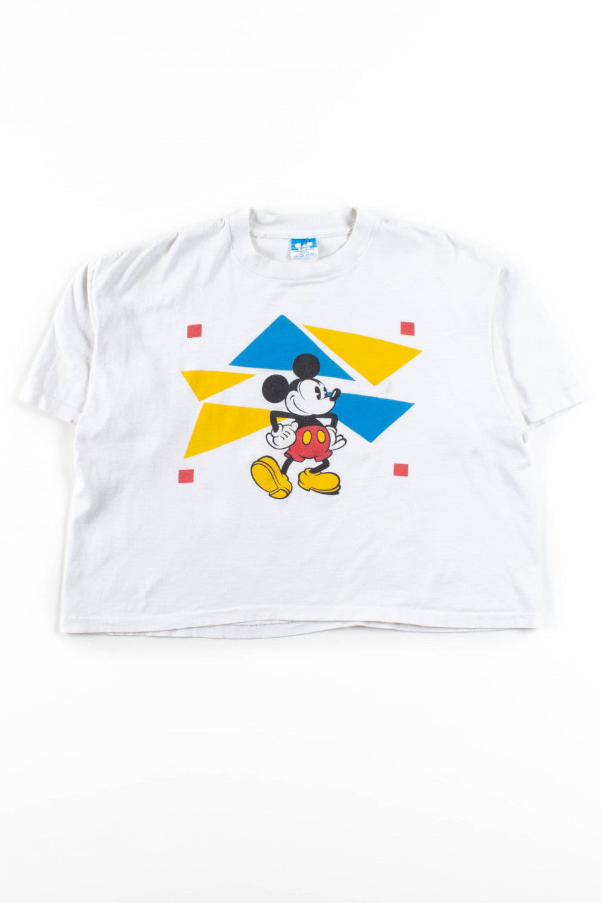 Vintage Mickey Mouse Triangles Cropped T-Shirt