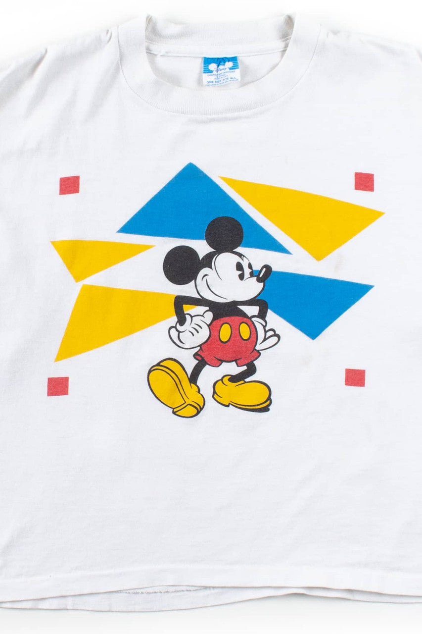 Vintage Mickey Mouse Triangles Cropped T-Shirt