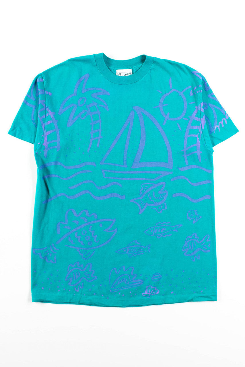 Vintage Allover Tropical Graphic T-Shirt