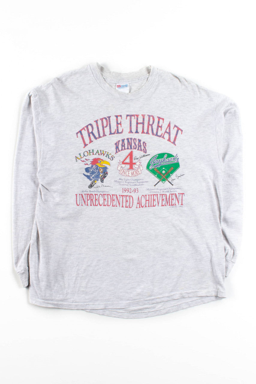 Vintage Kansas Jayhawks Triple Threat Long Sleeve T-Shirt (1993)