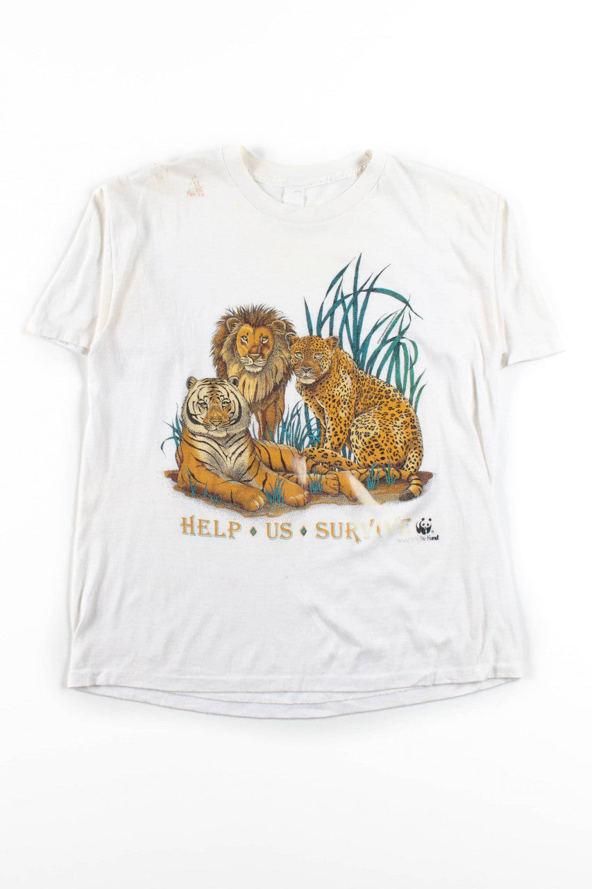 Vintage WWF Help Us Survive T-Shirt (1989)