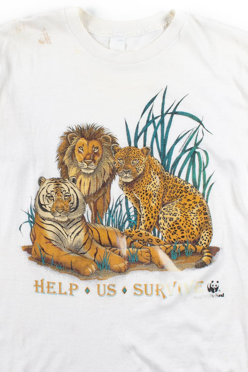 Vintage WWF Help Us Survive T-Shirt (1989)