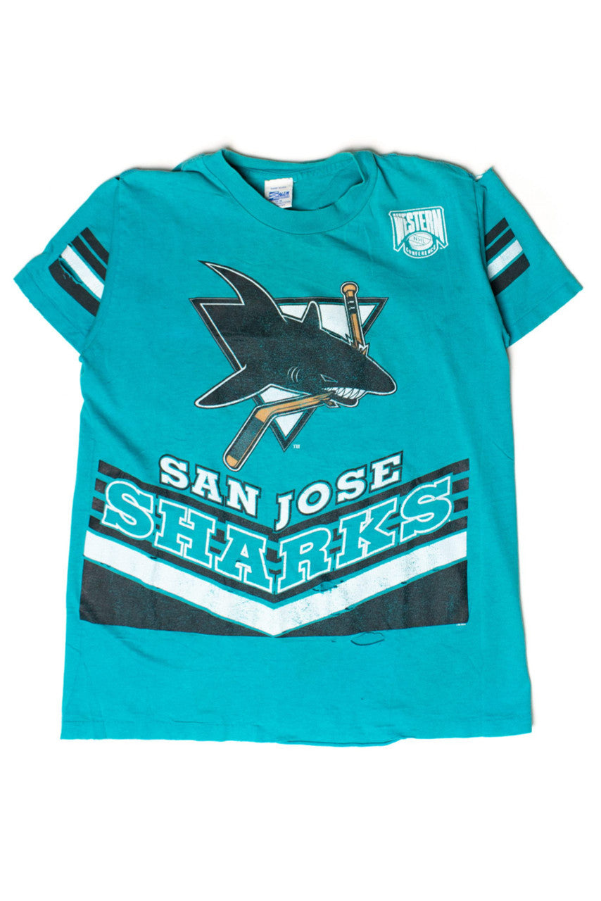 Vintage Destroyed San Jose Sharks T-Shirt (1990s)