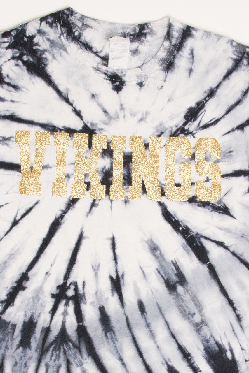 Gold Glitter Vikings Tie Dye T-Shirt