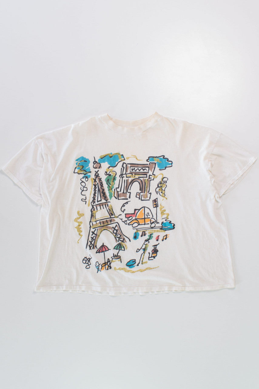 Vintage Abstract Paris Single Stitch T-Shirt.