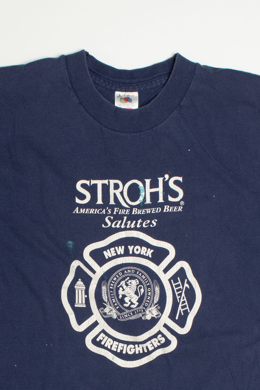 Vintage Stroh's Beer NY Firefighters T-Shirt