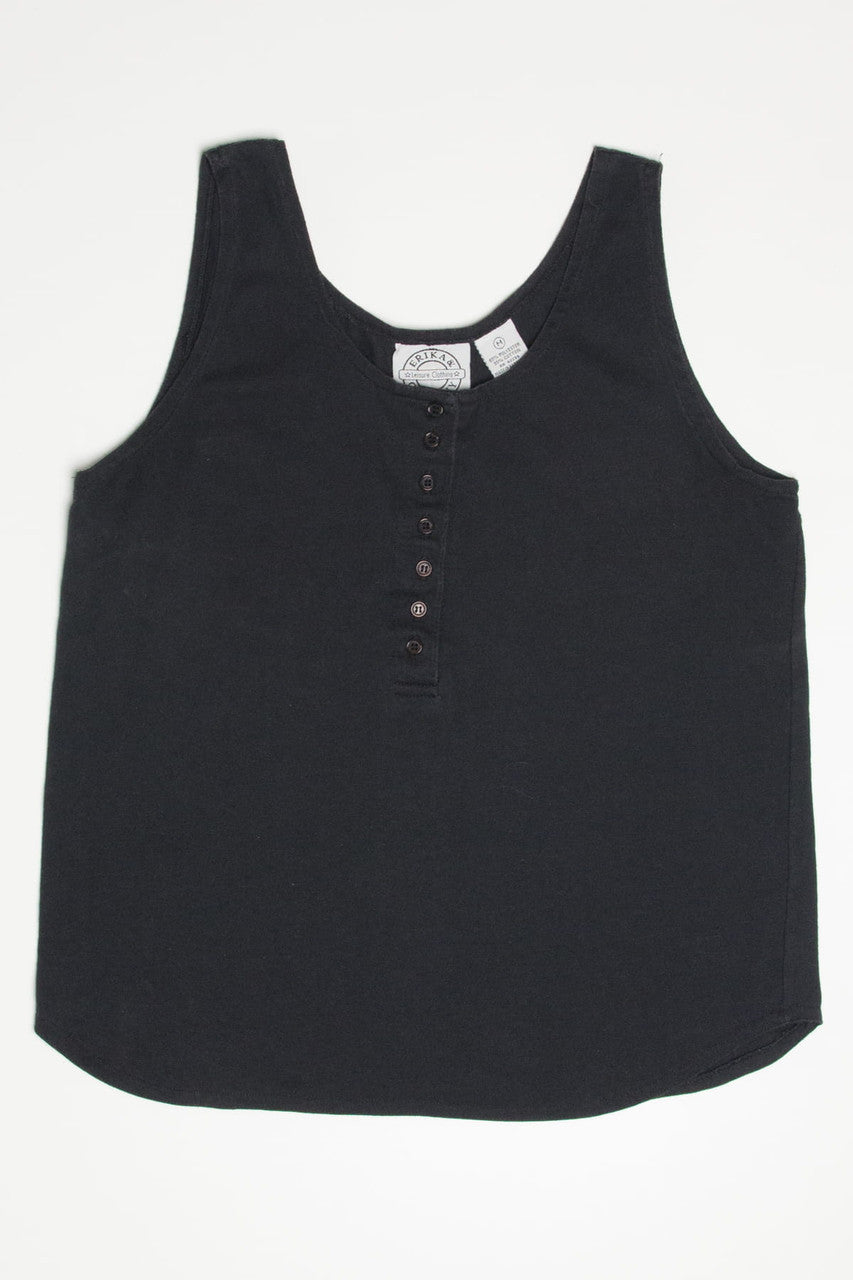 Black Button Front Erika Tank