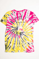 Kiss Me Bro Pink and Yellow Tie Die Screen Print T-Shirt