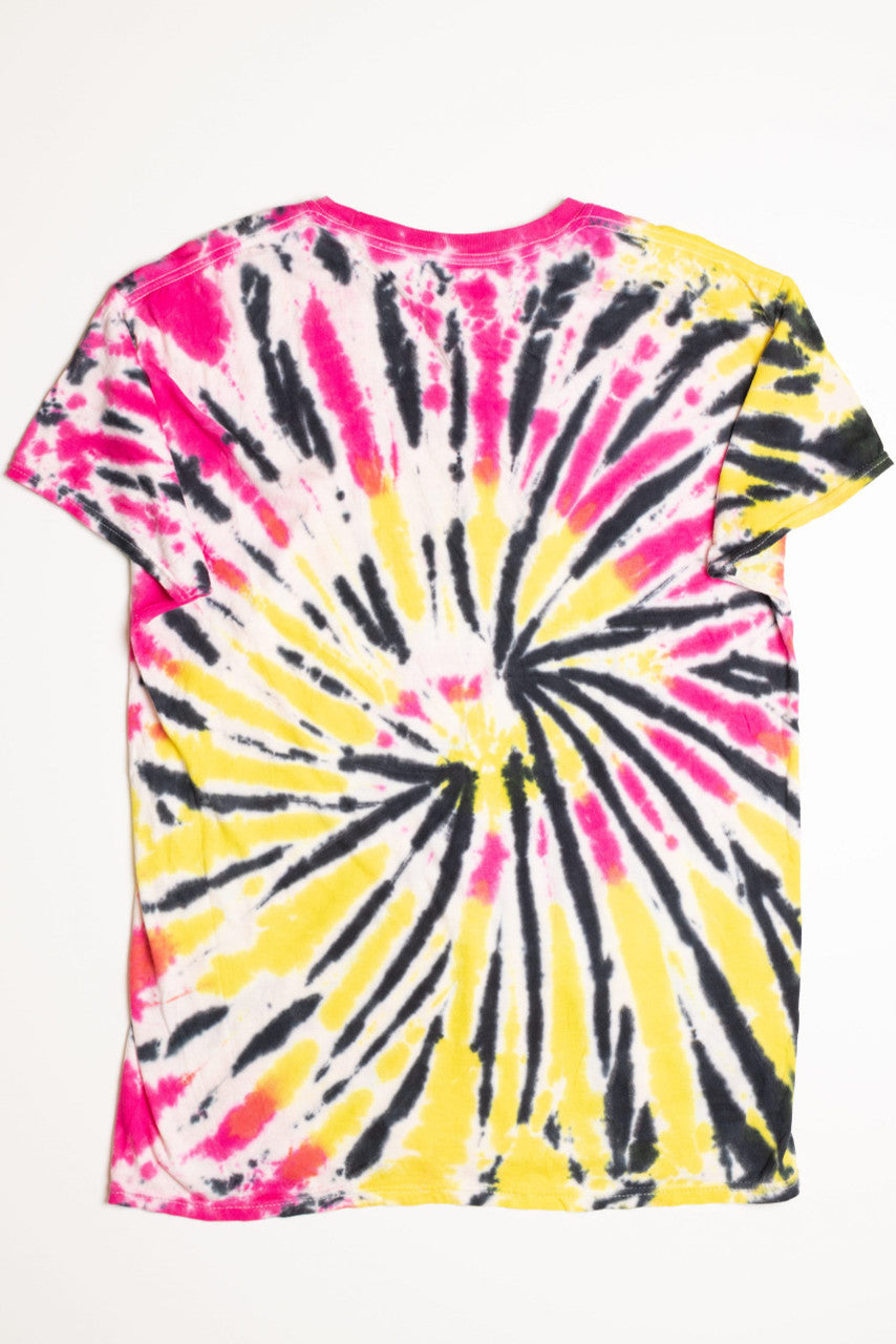 Kiss Me Bro Pink and Yellow Tie Die Screen Print T-Shirt