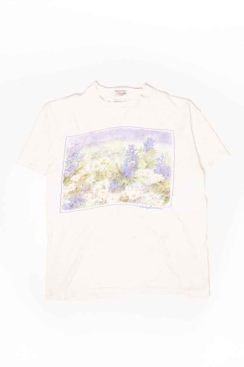 Vintage Floral Art Print Oneita T-Shirt (1990s)