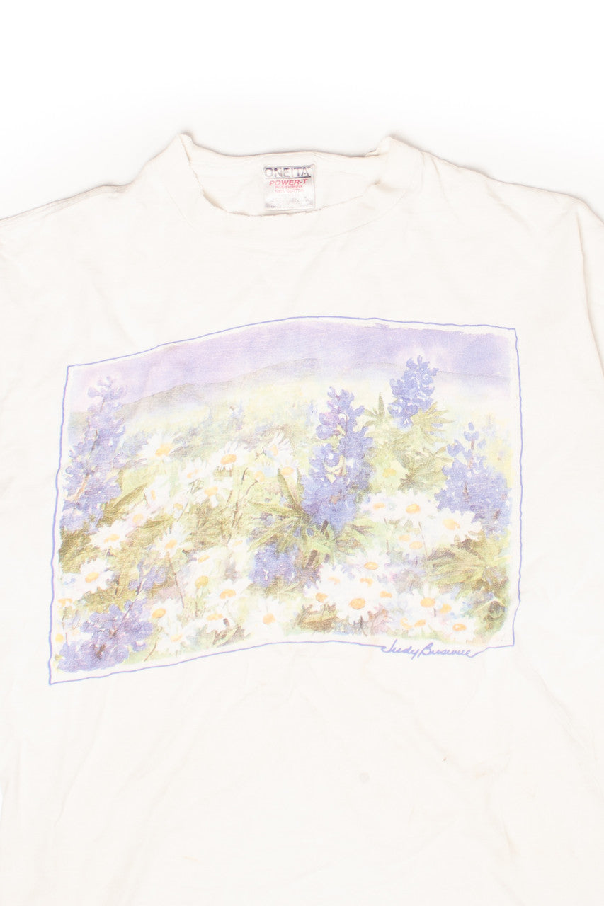 Vintage Floral Art Print Oneita T-Shirt (1990s)