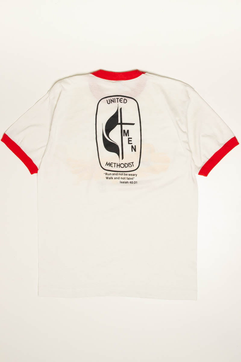 Vintage Perdue Methodist Fellowship Ringer T-Shirt (1985)