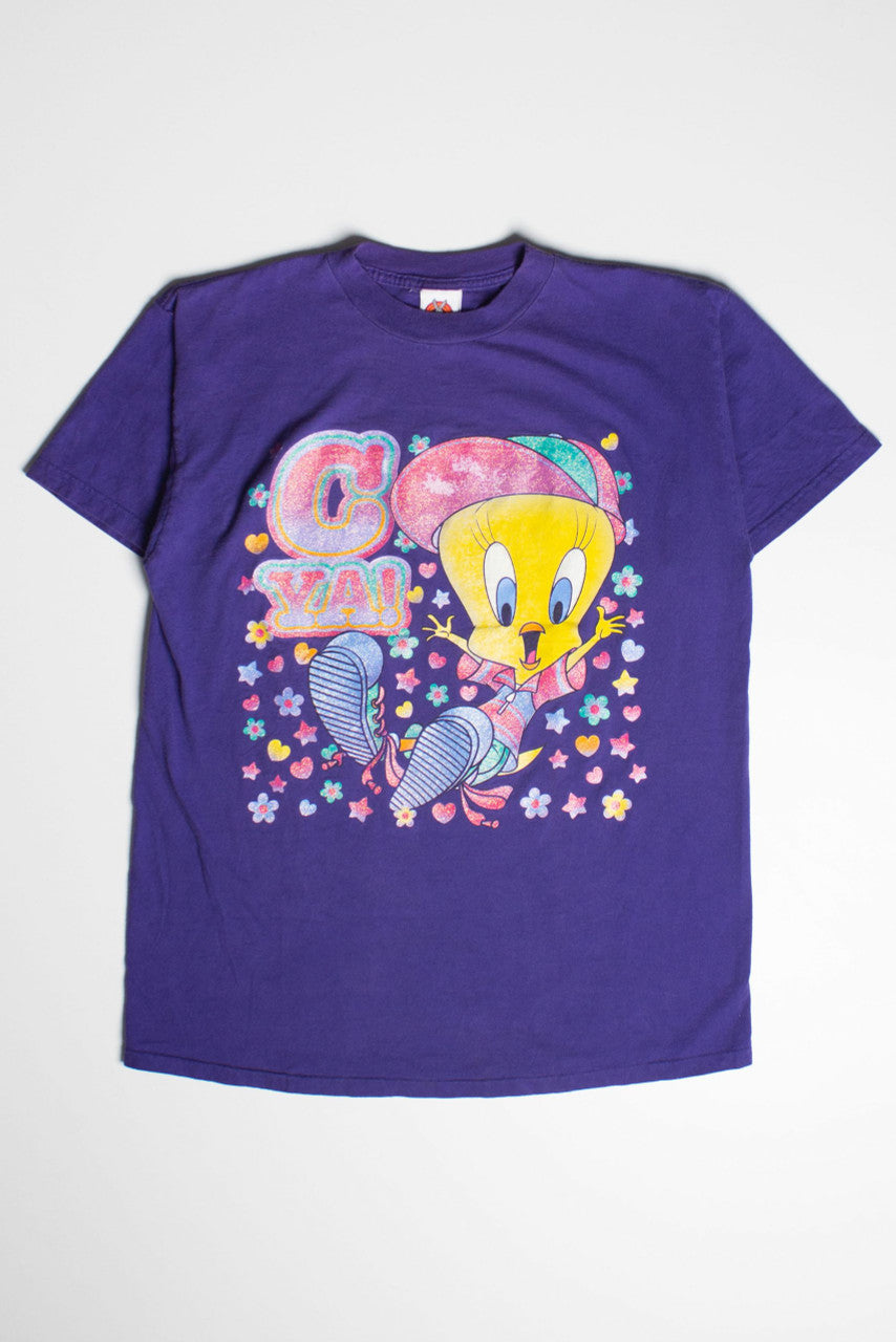 Vintage Tweety 'C Ya!' Glitter Graphic T-Shirt (1997)