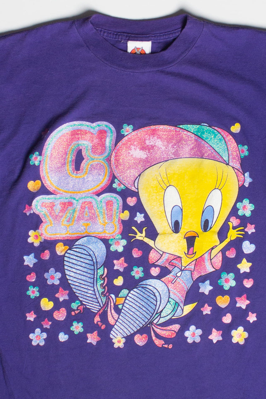 Vintage Tweety 'C Ya!' Glitter Graphic T-Shirt (1997)