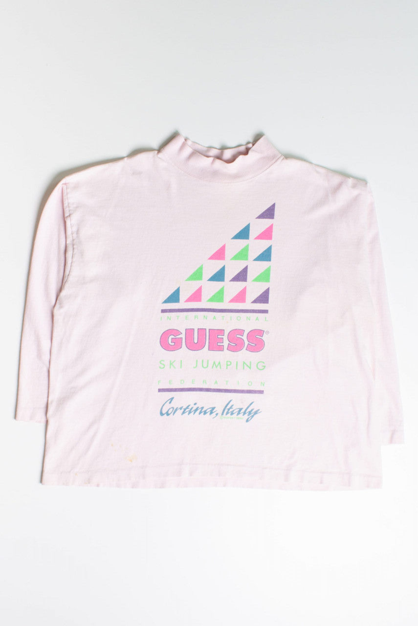 Vintage Guess Ski Jumping Long Sleeve T-Shirt (1989)