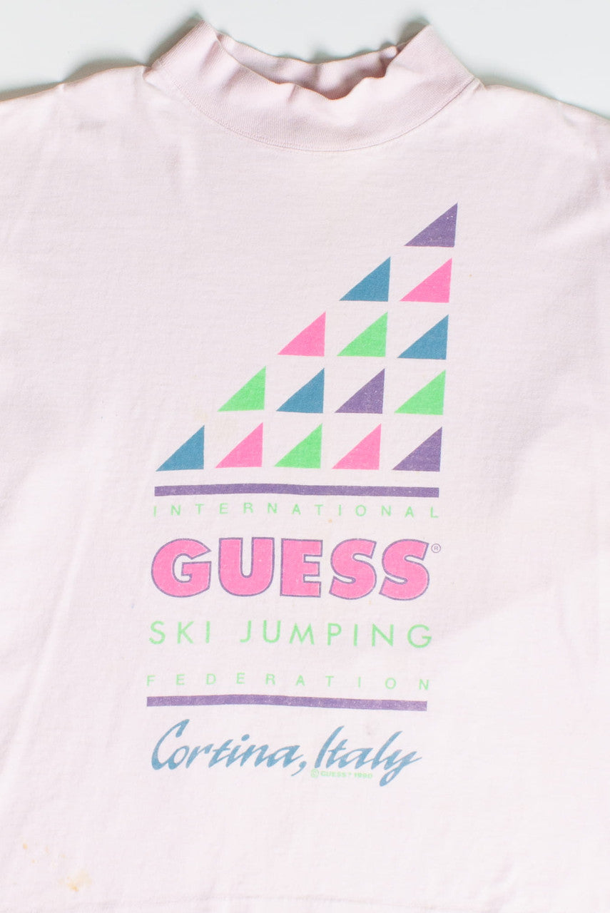 Vintage Guess Ski Jumping Long Sleeve T-Shirt (1989)