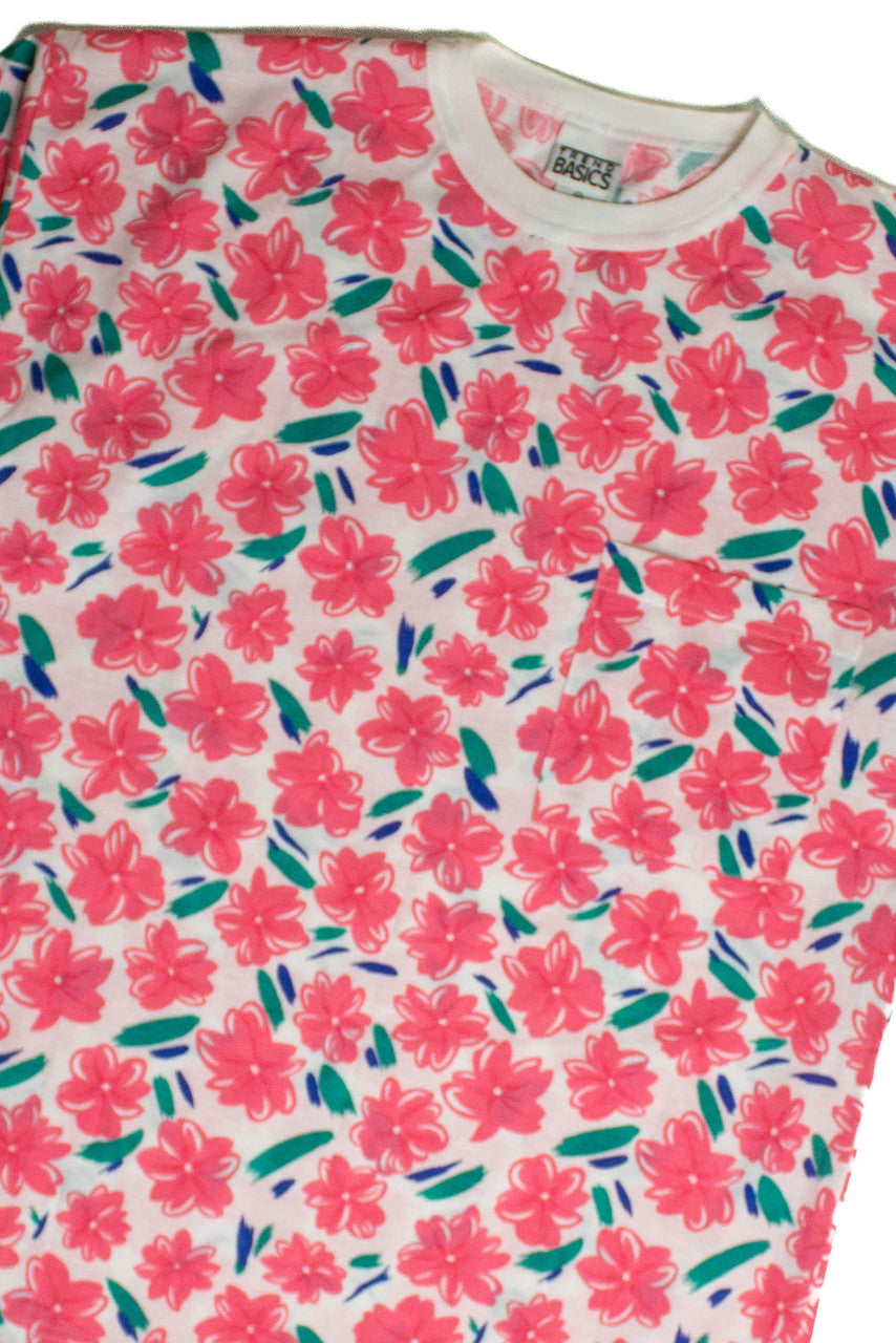 Vintage Pink Floral Pocket T-Shirt (sz. Medium)