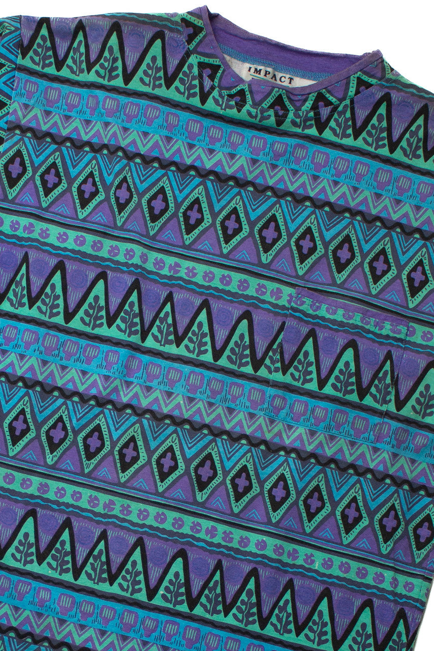 Vintage Zig-Zag Pattern Pocket T-Shirt (sz. Medium)