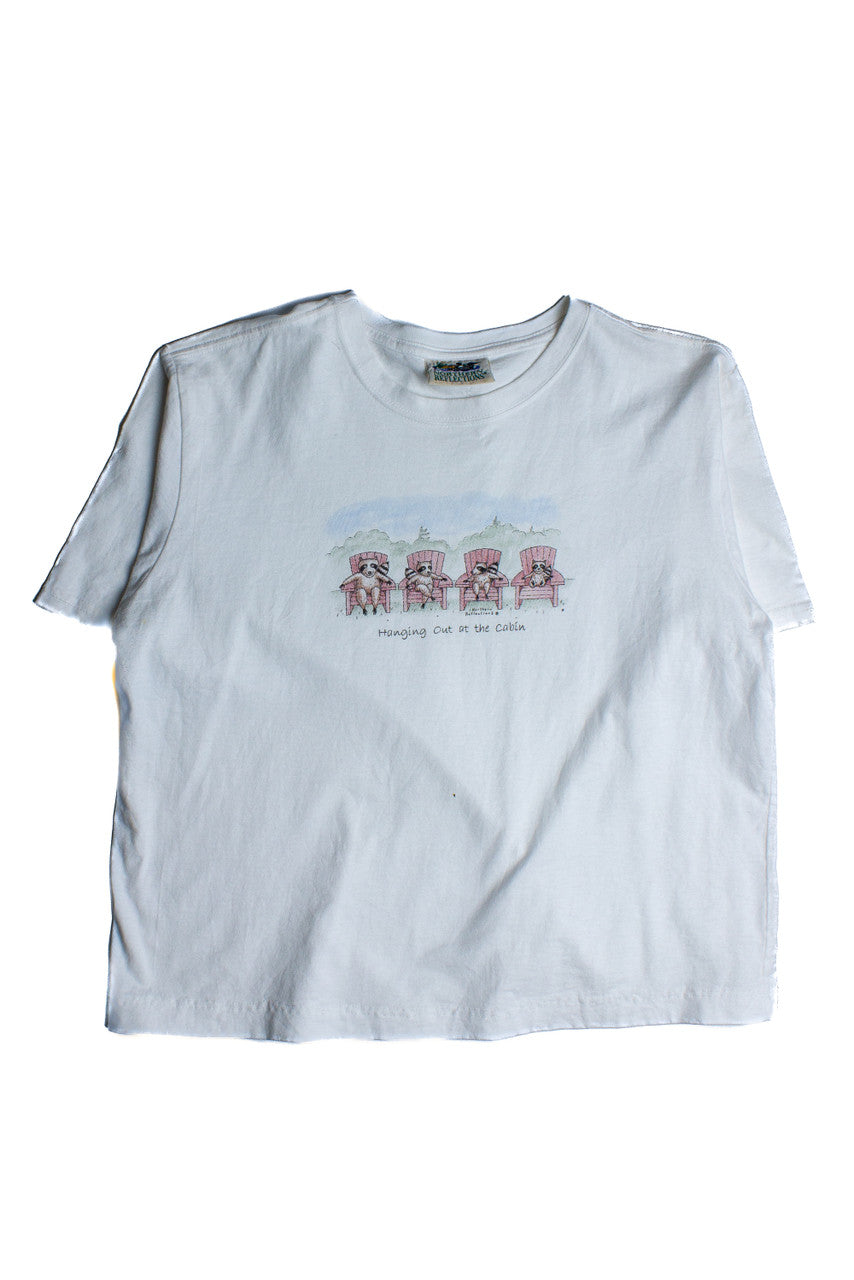 Vintage Northern Reflections Cropped Raccoon T-Shirt (1990s) 8475