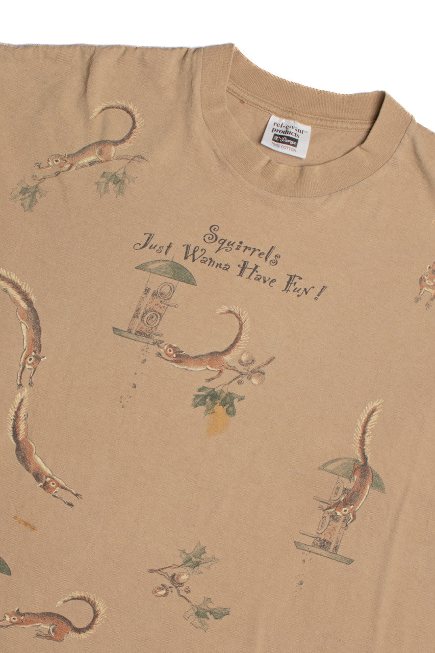Squirrels Just Wanna Have Fun Single Stitch T-Shirt 8504
